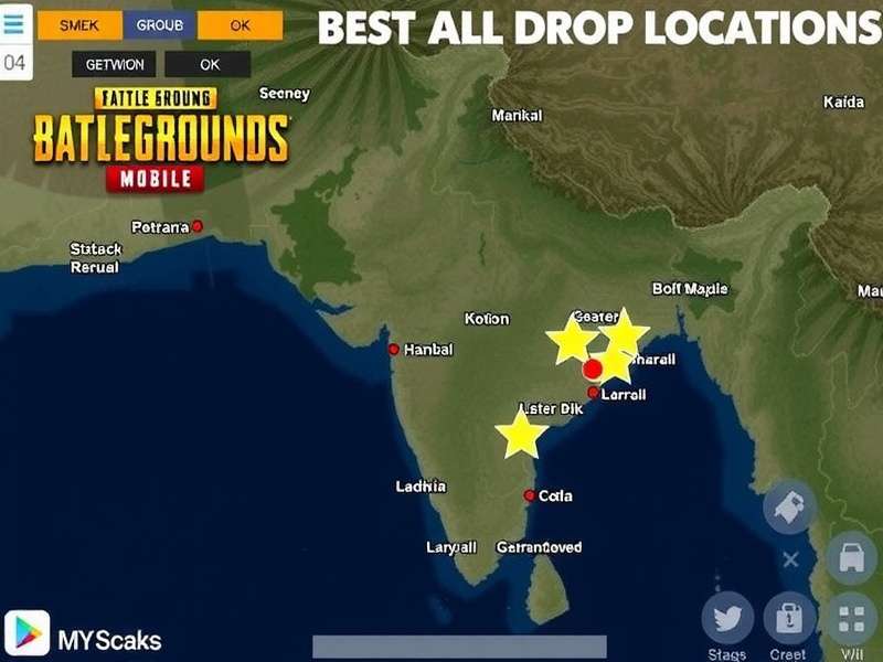 PUBG Mobile India Stars Top Drop Spots PUBG Mobile India Stars Map highlighting best drop locations